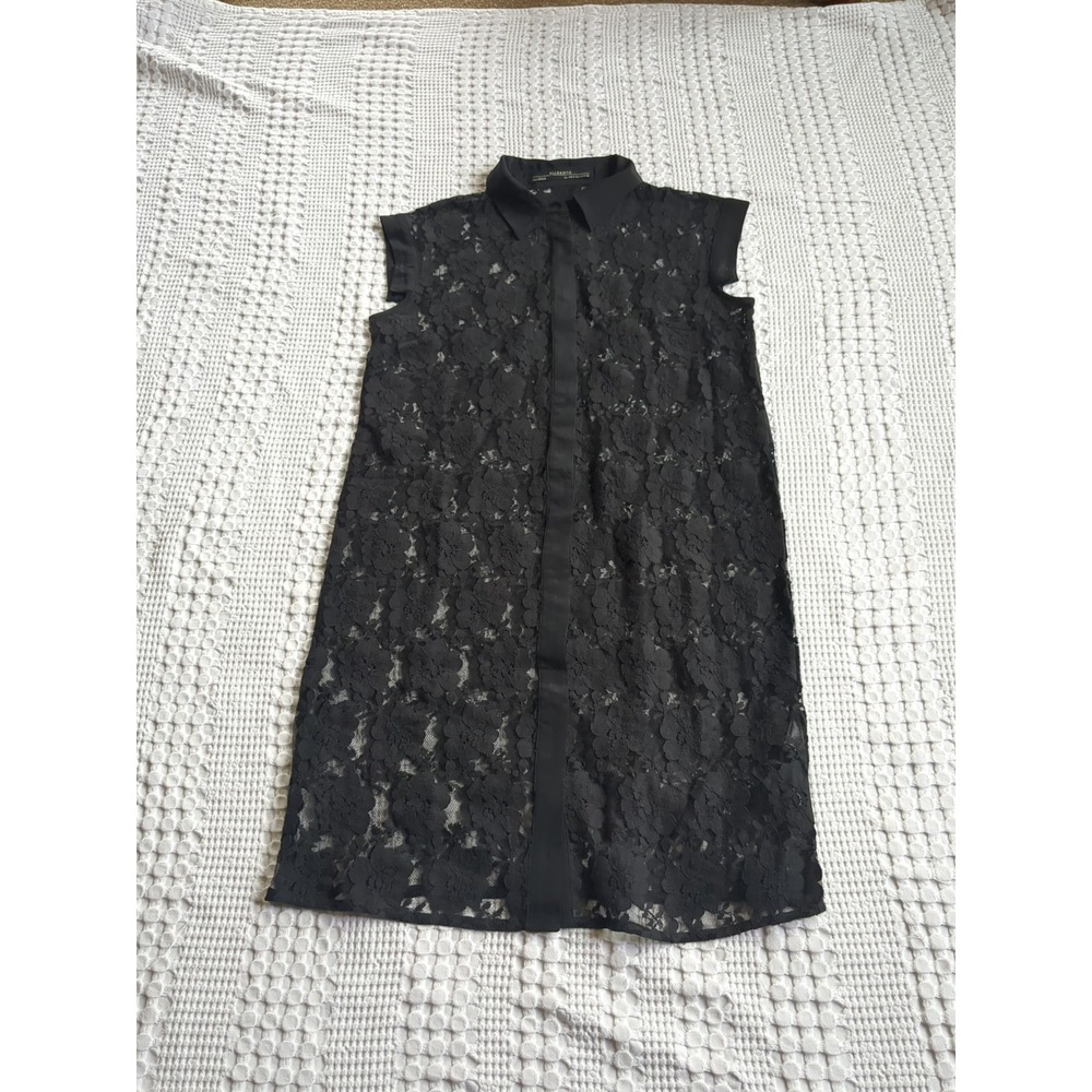 All Saints Nya Lace Floral Dress Goth Whimsigoth Fairy Sz 4 Black Mesh - Picture 3 of 11